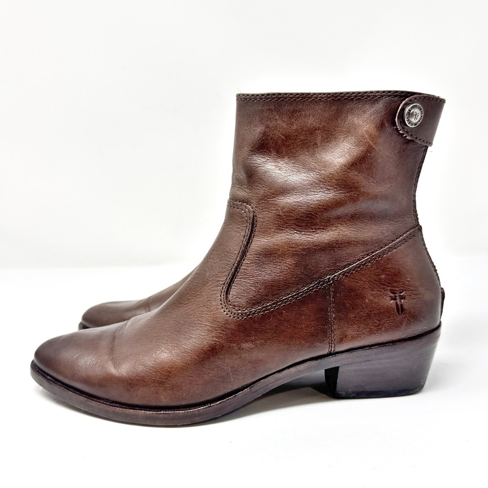 Vintage Frye Leather Pointed Toe Western Ankle Boots Brown size 6.5 - Picture 3 of 13